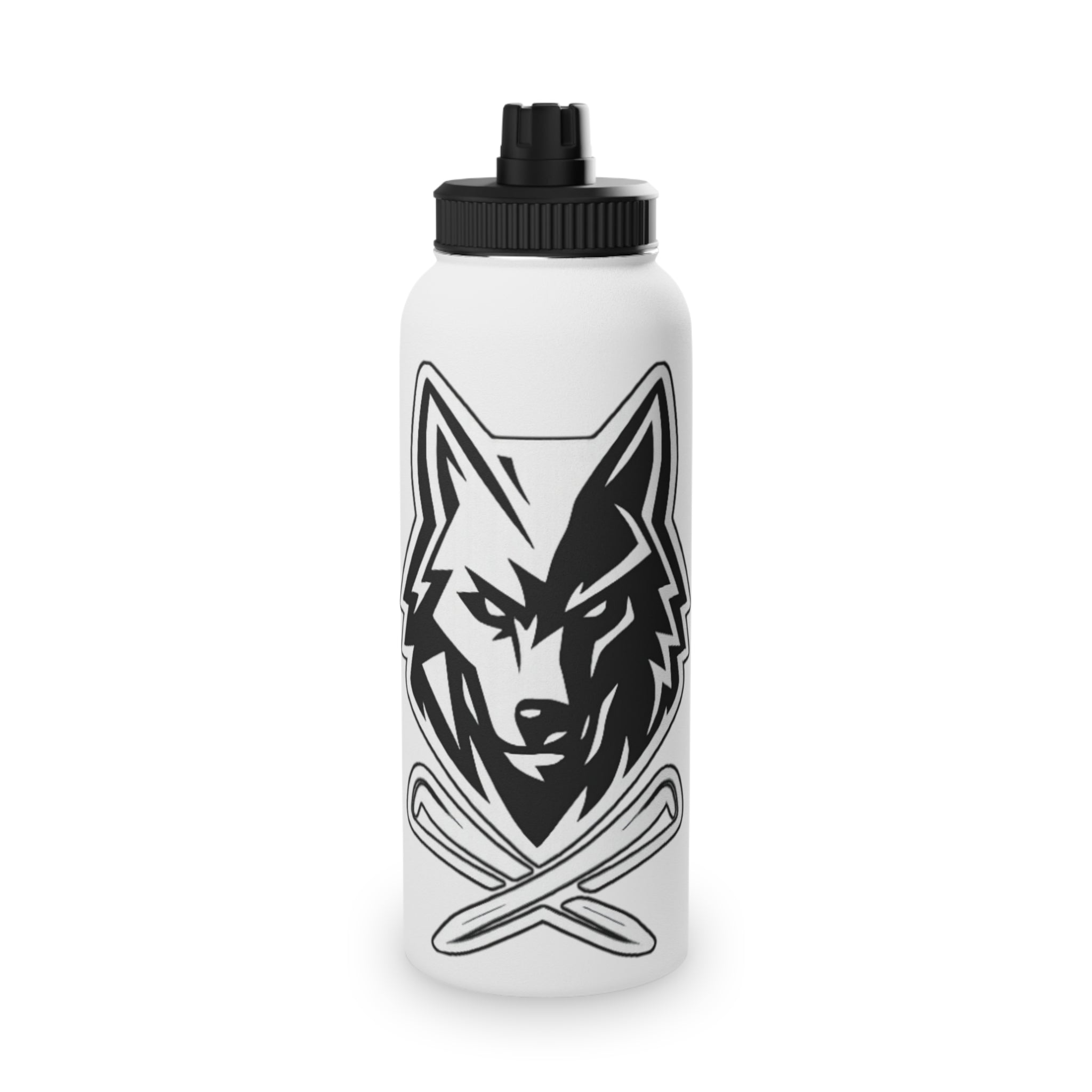 Wolf Logo Stainless Steel Water Bottle - Sports Lid, Insulated Sports Bottle