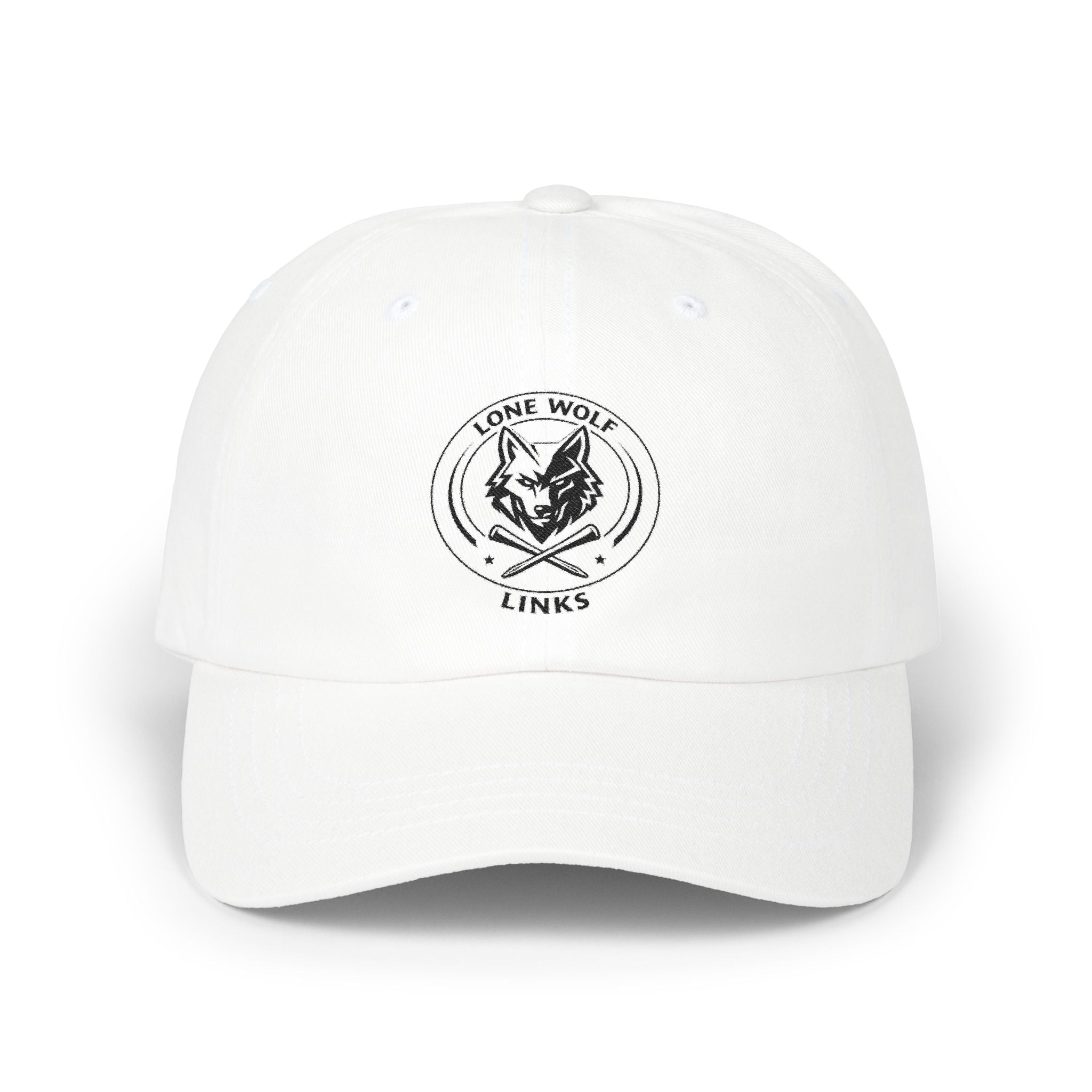Dad Cap - 'Lone Wolf Links' Embroidered Logo Golf Hat