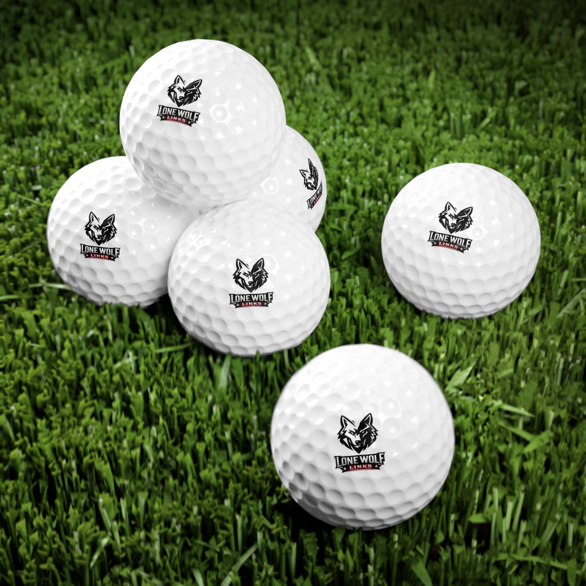 Golf Balls, 6pcs - Lone Wolf Links Logo