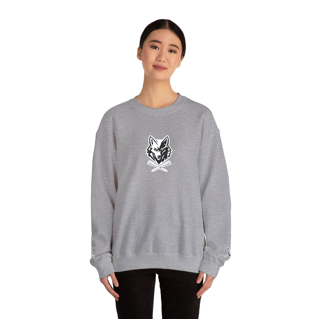 Crewneck Unisex Sweatshirt - Minimal Black Wolf Crossed Tees Graphic