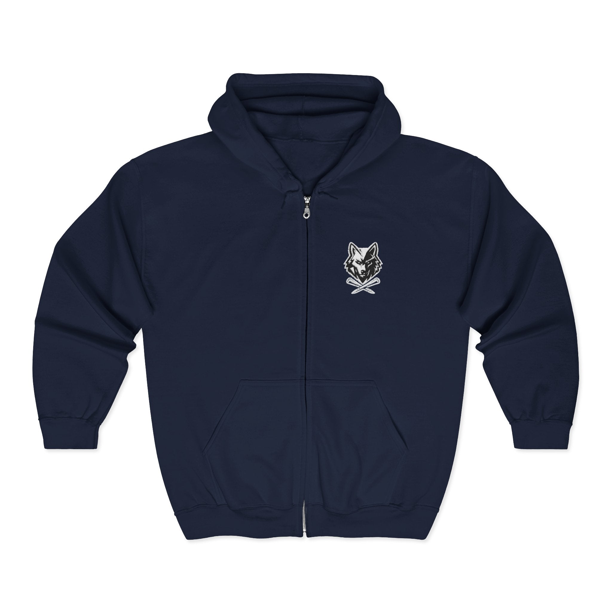 Wolf & Crossed Tees Zip Hoodie - Unisex Black Full-Zip Sweatshirt