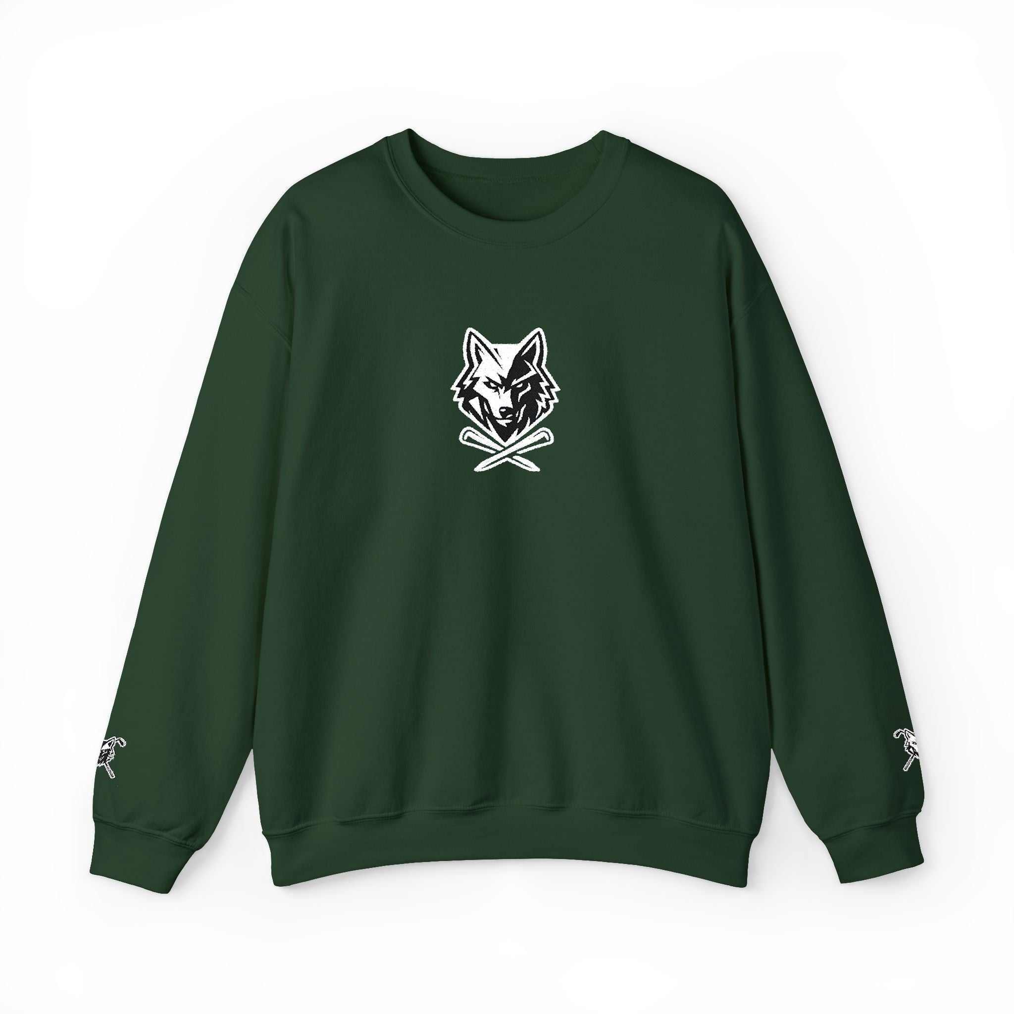 Crewneck Unisex Sweatshirt - Minimal Black Wolf Crossed Tees Graphic