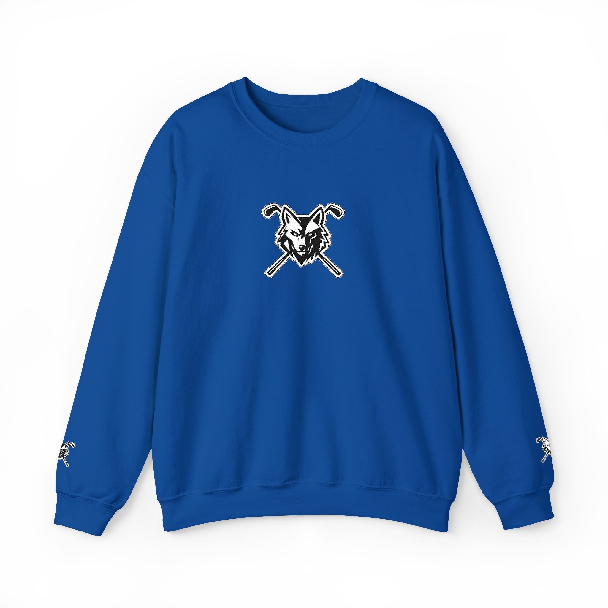 Crewneck Unisex Sweatshirt - Minimal Black Wolf Crossed Clubs Graphic