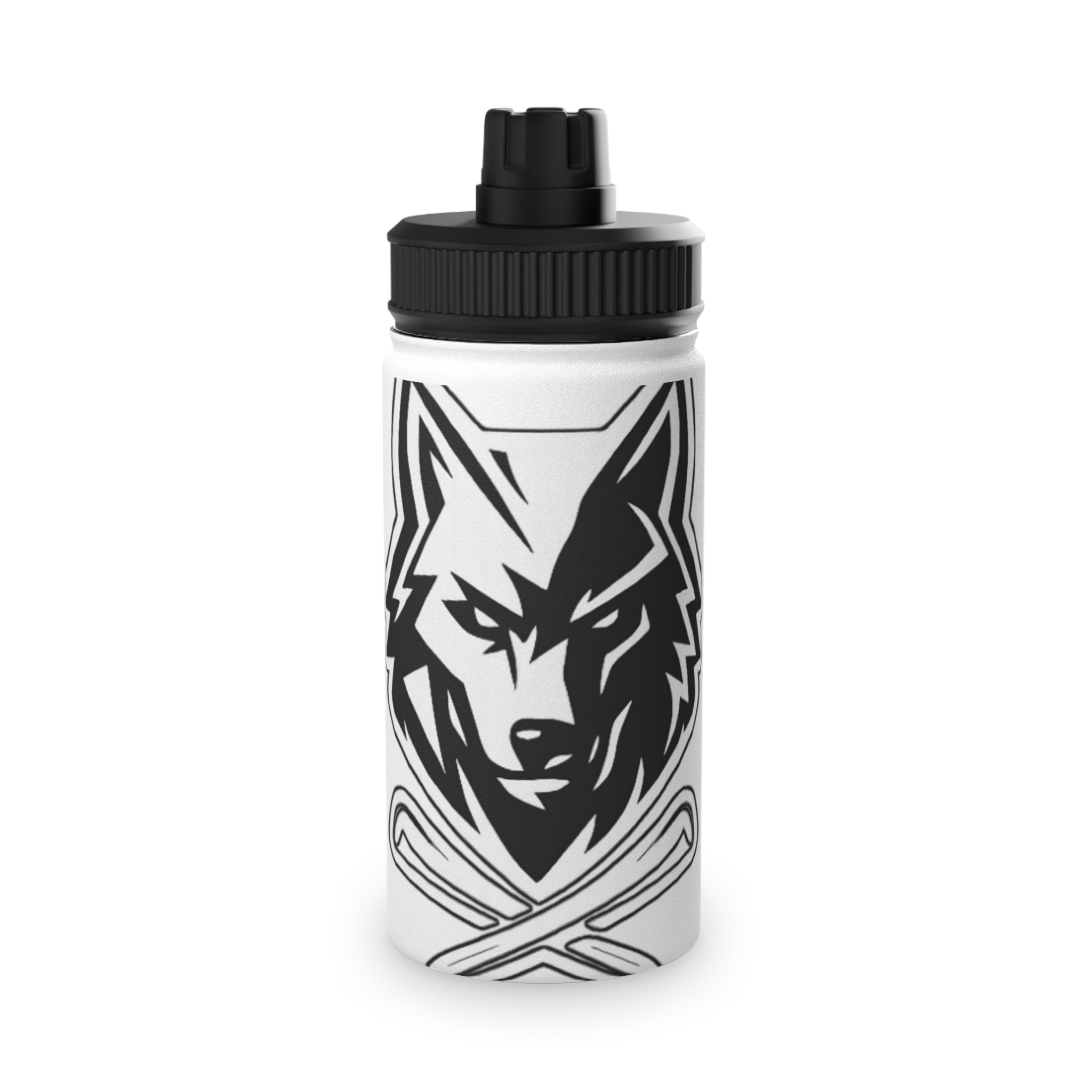 Wolf Logo Stainless Steel Water Bottle - Sports Lid, Insulated Sports Bottle
