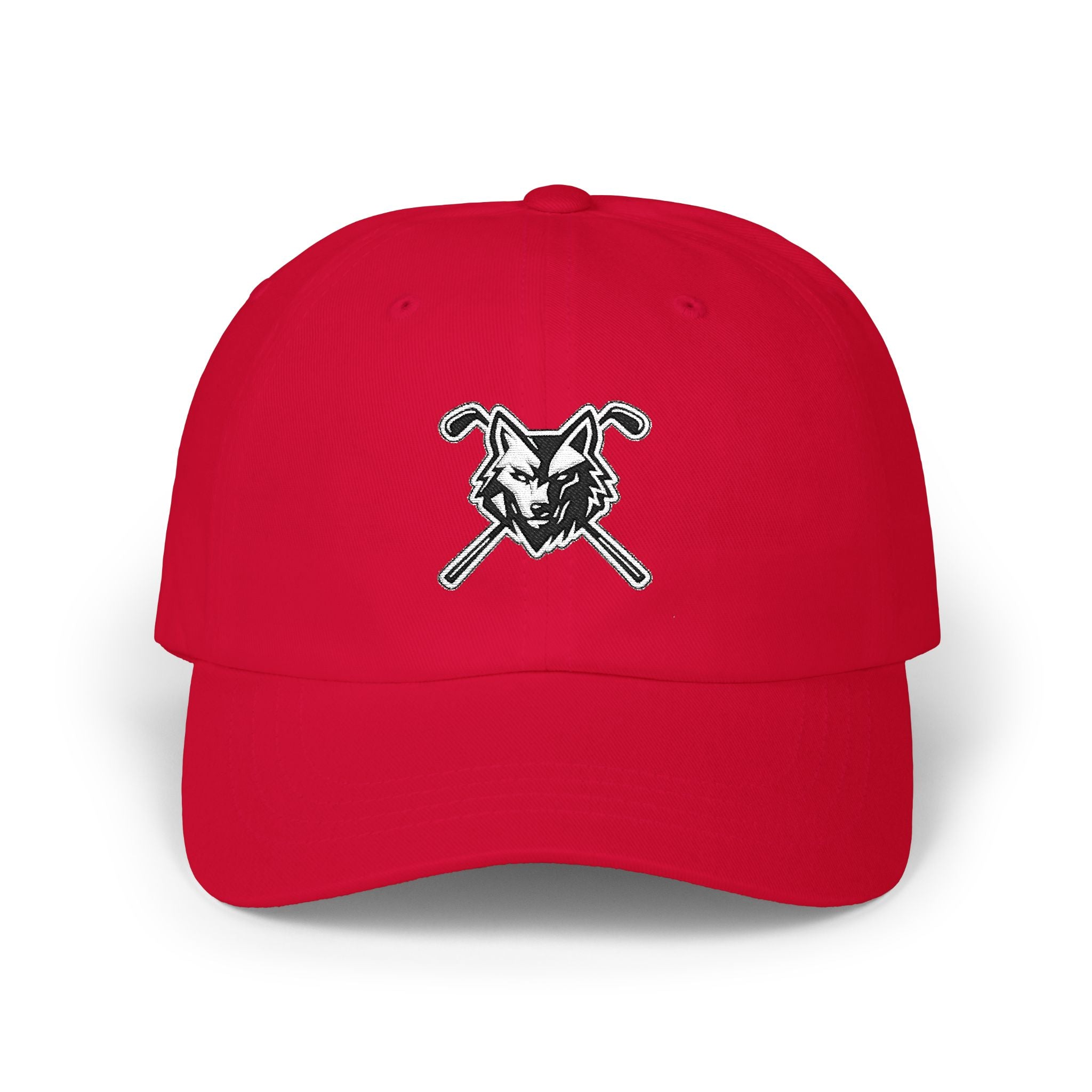 Dad Cap with Crossed Clubs Wolf Patch - Outdoor Golf Hat
