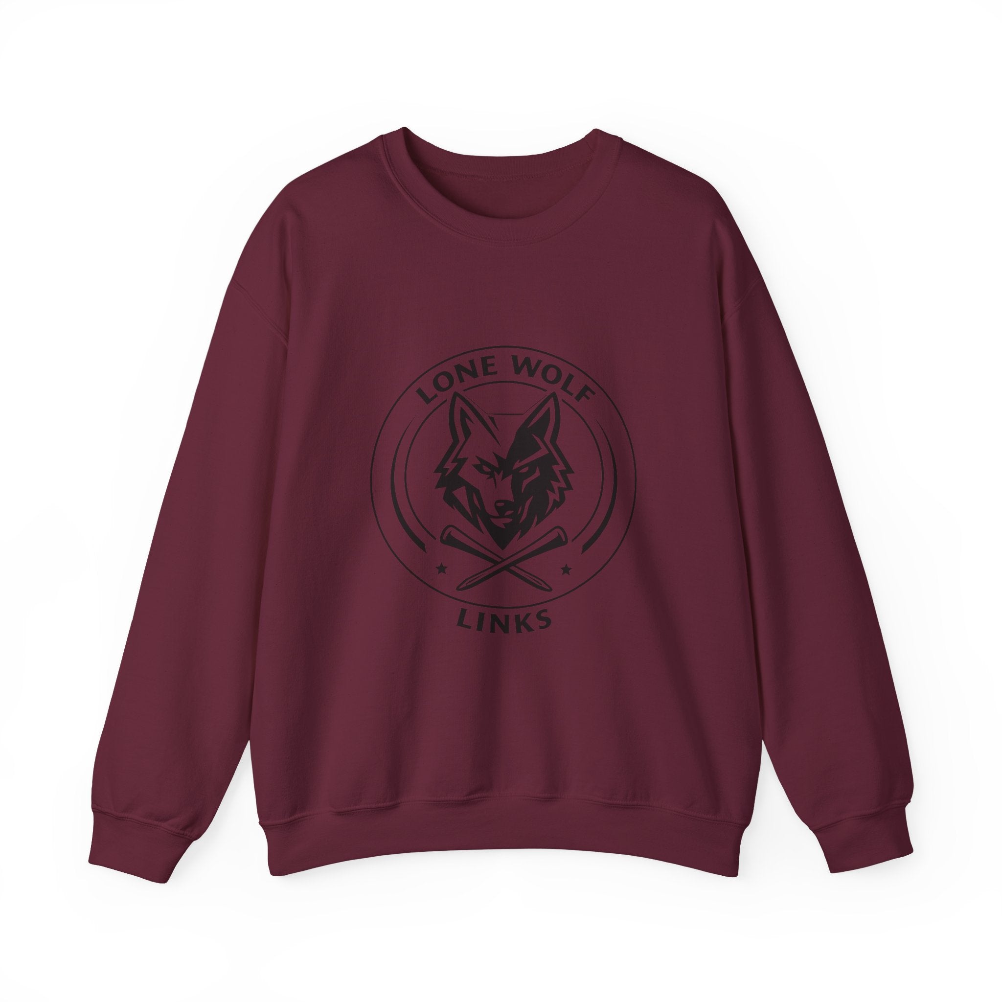 Lone Wolf Links Crewneck Sweatshirt - Unisex Golf Tee Logo Pullover